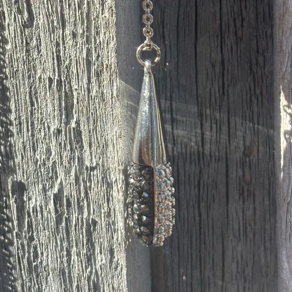 Sparkling Silver Teardrop Reversible Pendant Necklace - Picture 5 of 6